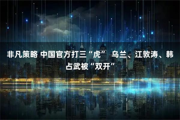 非凡策略 中国官方打三“虎”  乌兰、江敦涛、韩占武被“双开”